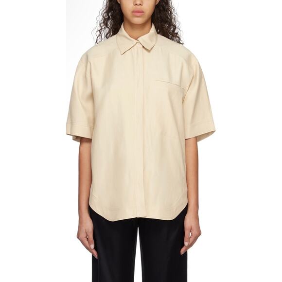 Loulou Studio Moheli Shirt Womens M Beige Viscose Linen Blend Gabardine Blouse - Picture 1 of 13